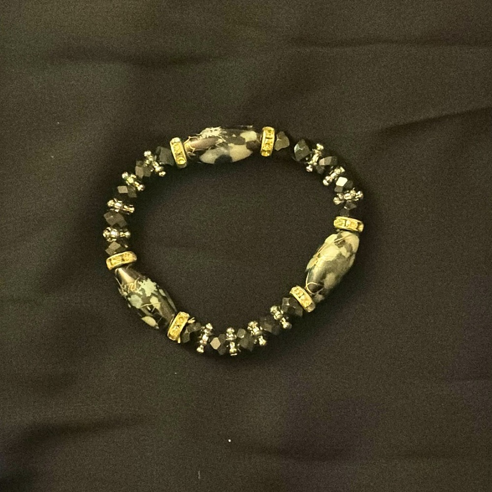 Black and Marble Beaded Bracelet